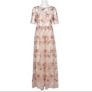 Adrianna Papell Short Sleeve Sequin Gown SZ 8 NWT